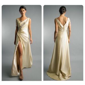 NWT BASIX BLACK LABEL D1341L BEADED ASSYMETRIC NECK GOWN SIZE 8 $650.00